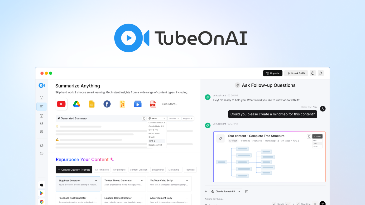 TubeOnAI – Repurpose content with AI summaries Lifetime Deal – Pay Once Only